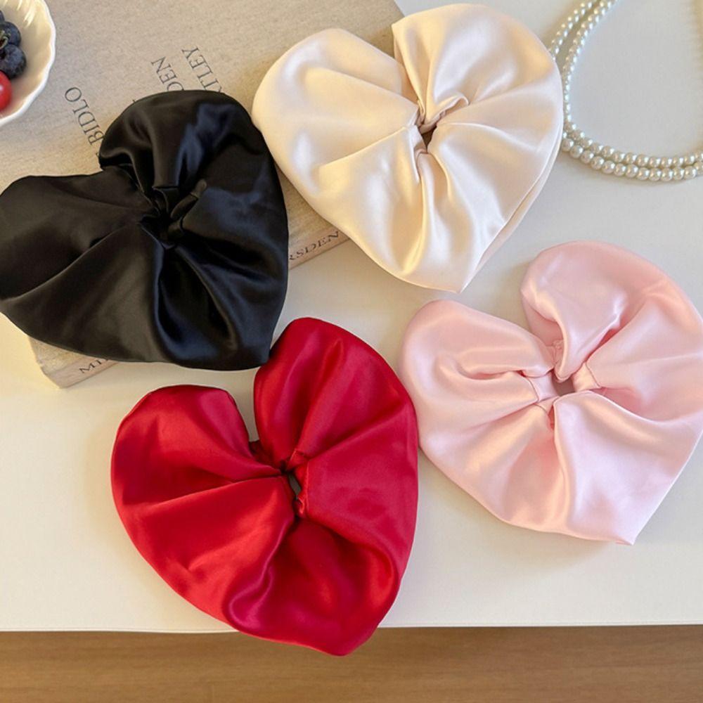 Cloth Heart Hair Rope Love Exaggerated Hair Ring Personality Ponytail Elastic Rubber Band  Party
