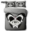 Gothic Skull Bedding Set Decorative Death Moth And Flowers Print Duvet Cover Personalized Skeleton Bones Butterfly Pillowcases