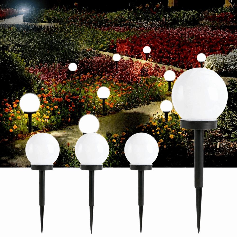 4pcs Smart Solar Powered LED Outdoor Ground Light Waterproof LED Bulb Light Solar Garden Light LED Path Light Yard Lawn
