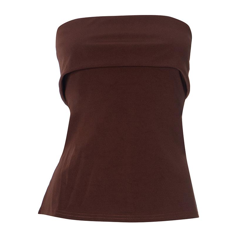 GMXIA Women's Summer Solid Color Sleeveless Backless Wide Lapel Slits Spread Breast Sexy Blouse Woman