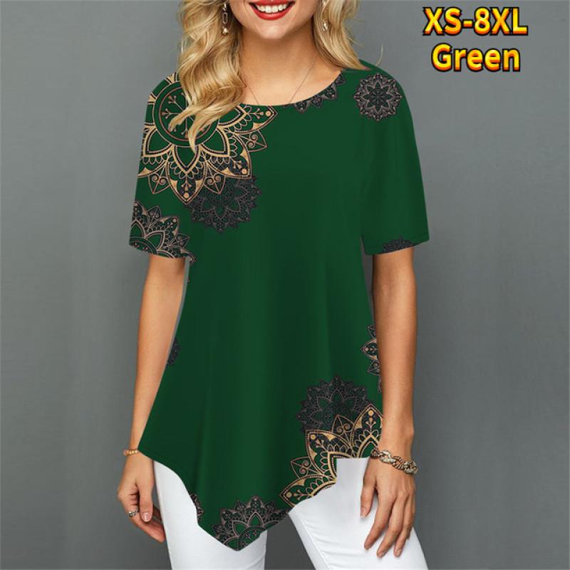 Женская футболка с нерегулярным цветком и цифровым 3D принтом — фото 10