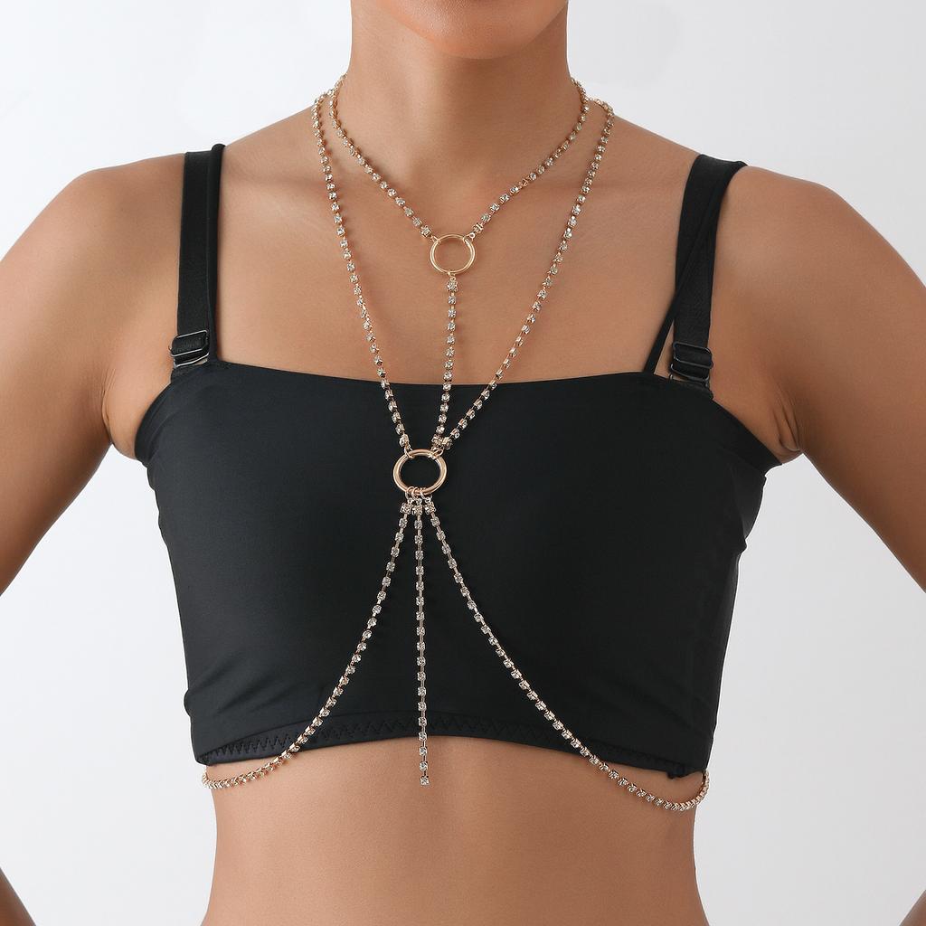 Sexy beach feng shui diamond bra chain clothing, street claw chain, nightclub chest body chain