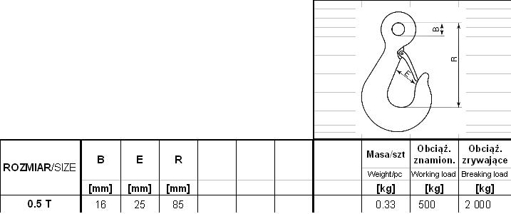 Hook With Safety Din 689 500Kg Gm-Hz - Hook 500