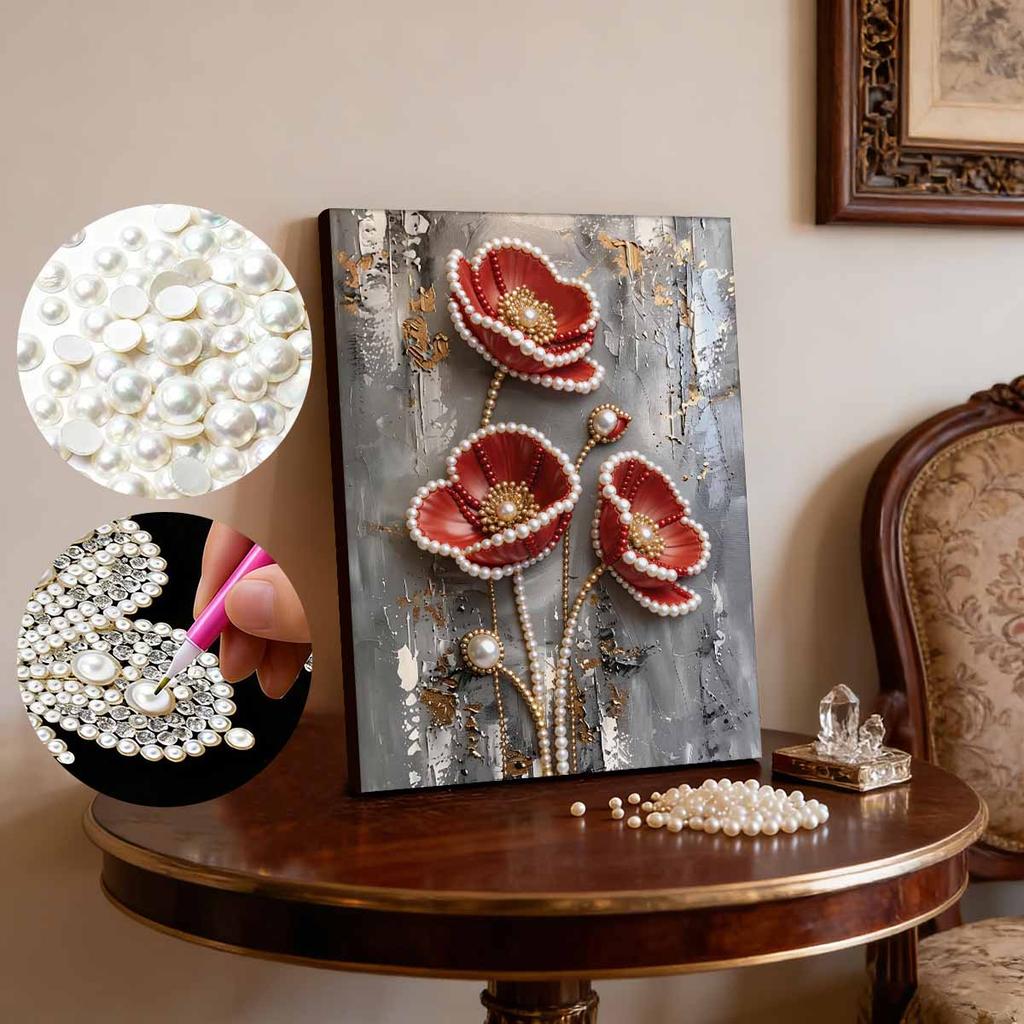 5D DIY Frameless Pearl Painting Rose Pattern Painting Kit, Suitable for Home Living Room Bedroom and Other Wall Decoration Art Paintings