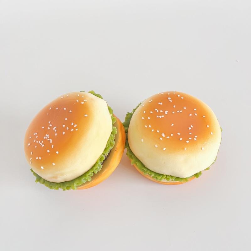 Slow Rebound Pu Simulation Hamburger Stress Relief Toy, Sesame Bread Food Pendant, Photography Prop, Squishy Toy, Random Style