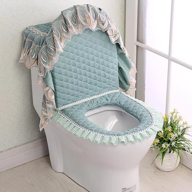 Toilet Seat Cover Toilet Water Tank Cover Toilet Dust Cover Household Bathroom Detachable Toilet Cover Cloth