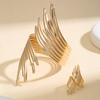 Hot-selling Personality Exaggerated Shape Women's Open Bracelet Ring Combination Retro Punk Style Jewelry Set