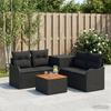 Sofa Set 6 pcs Black Poly Rattan and Steel