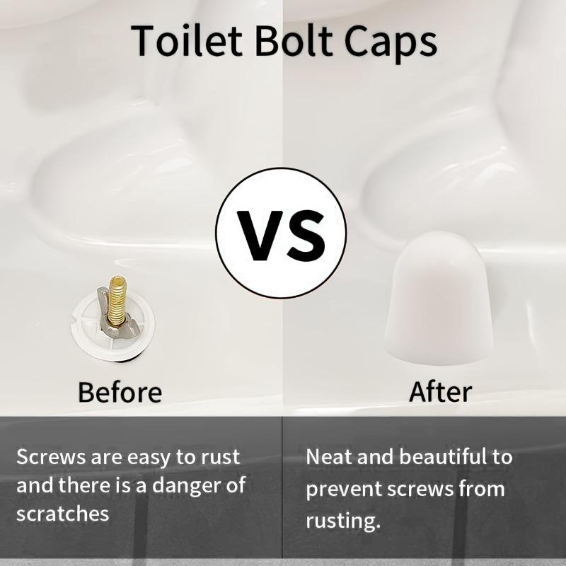 6pcs Universal Toilet Bolt Caps, Round Plastic Push-On Toilet Bowl Bolt Caps Covers, With Extra Washers For Easy Installation,White Color