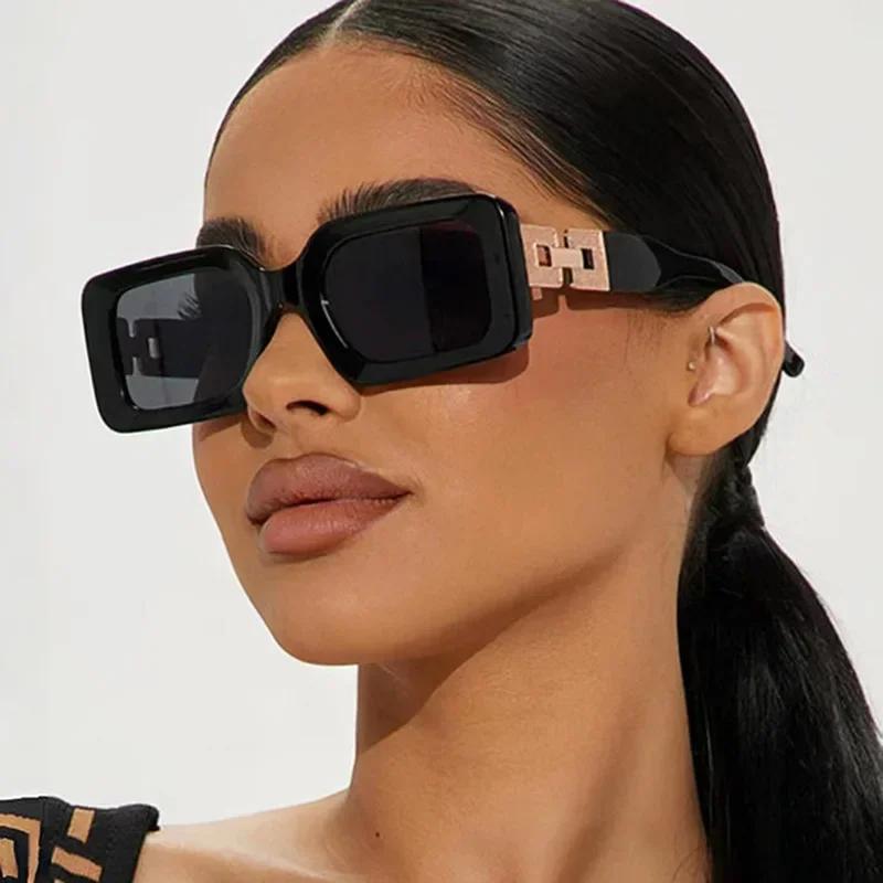 Occhiali da Sole Quadrati di Marca Moda Donna Lusso Rettangolari Occhiali da Sole Femminili Neri UV400 Occhiali da Pilota