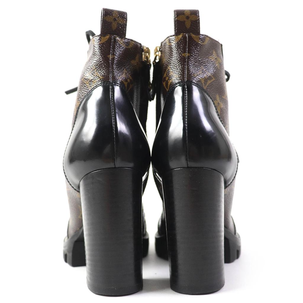 Great LOUIS VUITTON Ankle boots Leather monogram lace-up leather Women 36 G34085 Used