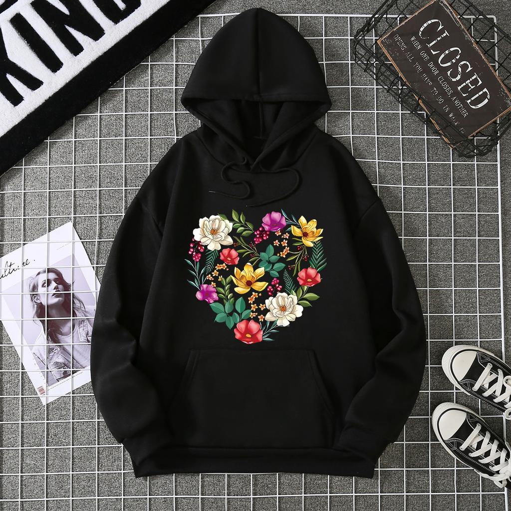 2025 Autumn and Winter New Velvet Long-sleeved Pocket Flower Pattern Sweater Supports Printed Jacket