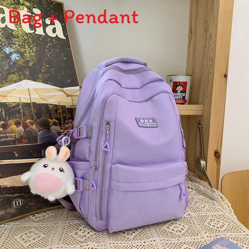 Girl College Backpack Nylon Large Capacity With Multicompartment For School Use