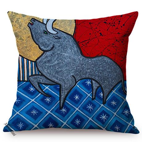 Modern Abstract Animal Oil Painting Art Style Living Room Sofa Cushion Cover Funky Artwork Chair Decorative Pillow Case Cojines