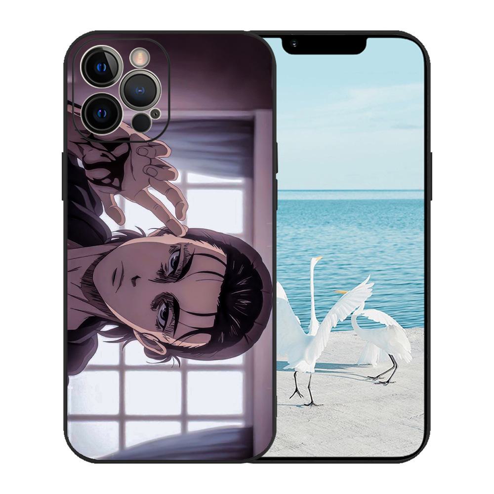 iPhone 15 Black TPU Case with Japanese Anime Painting, One Piece Pattern