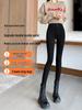 Women's High-Waisted Fleece-Lined Skinny Pants, 2025 Winter Style, Elastic Black Pencil Design for Indoor & Outdoor Wear