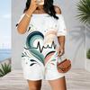 Women Plus Size Off Shoulder Short Sleeve Romper Retro Leopard Animal Print Casual Jumpsuit Shorts