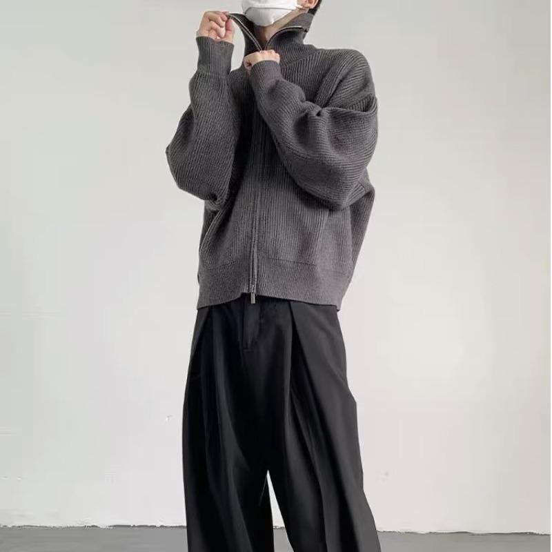 Men's Trendy Half-High Collar Cardigan Sweater, Autumn/Winter 2023 Collection