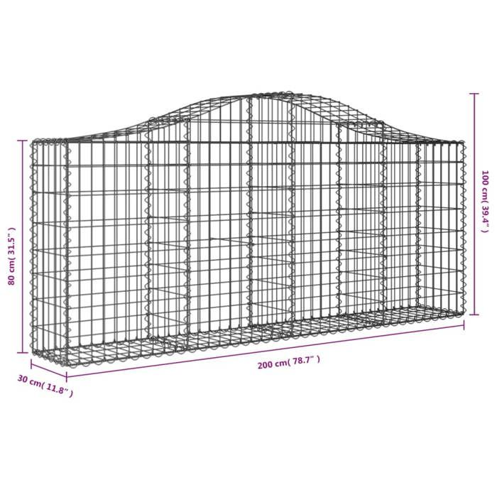 VidaXL 7x Paniers à Gabions Arqués Cages à Gabions Arquées Murs de Gabion Barrières de Jardin Terrasse Extérieur 3145414
