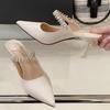 Fashion Luxury Rhinestone Pointed Toe High Heel Shoes for Woman Summer Patent Leather Thin Heels Mule Shoes Fashion Elegant Dress Shoes