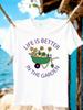 Wzm10975garden Print Plus Size Unisexs Round Neck Summer Casual Short Sleeved Street Fashion Versatile Plus Size Tshirt
