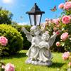 Resin Twin Angel Girls Solar Powered Outdoor Light Statue Ornaments