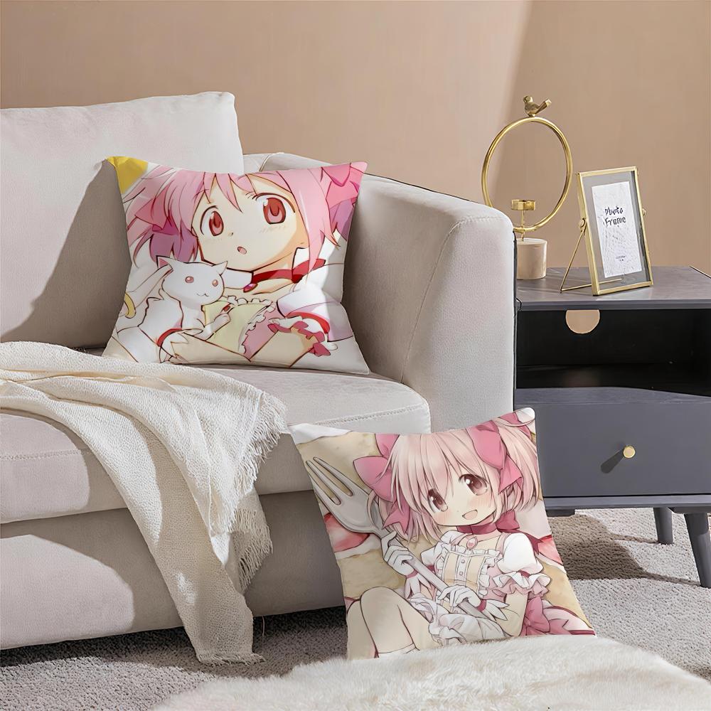 Anime MMadoka MMagica Cushion Cover Throw Pillow Cover Hidden Button Durable Polyester Chair Cushion