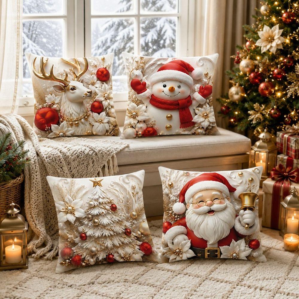 45x45cm Christmas Pillow Covers Detachable Soft Holiday Cushion Case  Sofa House Room