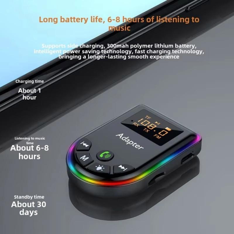 Portable Transmitter Receiver with LED Display TF Card Support AUX HIFI Sound Adapter for Car PC TV Headphones Speakers