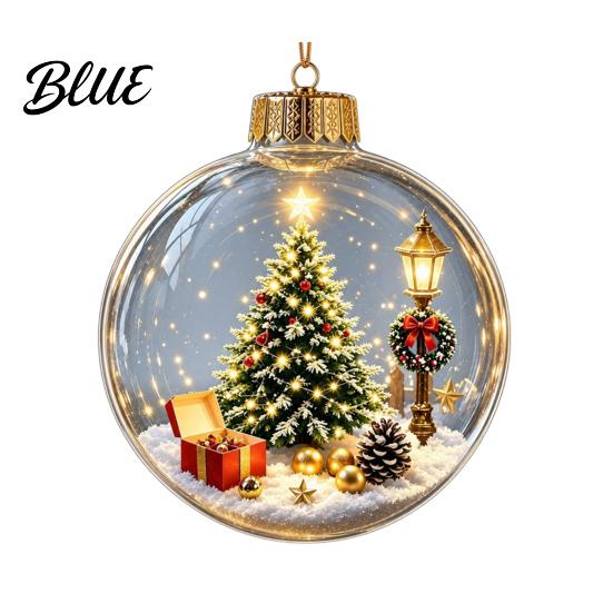 Coordinated Seasonal Arrangements Glowing Clear Christmas Ball Ornament Light Up Story Decoration with Warm LED 3D Winter Scene Baubles Light,
