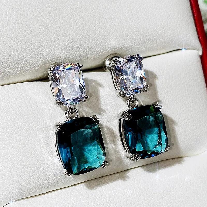 Milan New Geometric Retro Inlaid Crystal Earrings for Women's Dongdamen Green Ethnic Style  High Quality Jewelry
