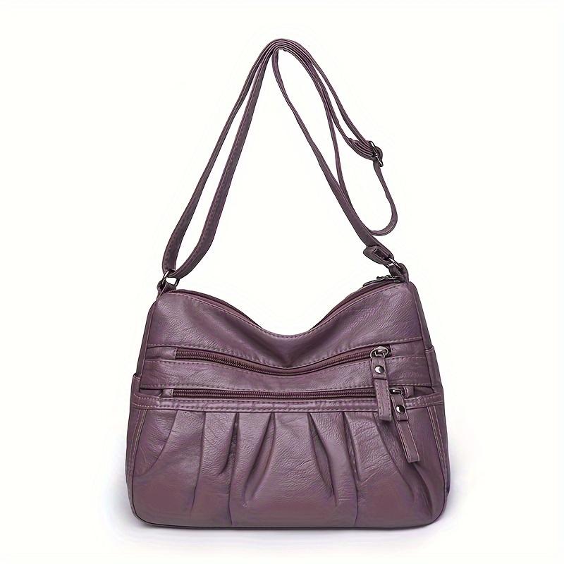 Vintage Multi Layer Crossbody Bag, Retro PU Shoulder Bag, Women's Fashion Handbag & Purse