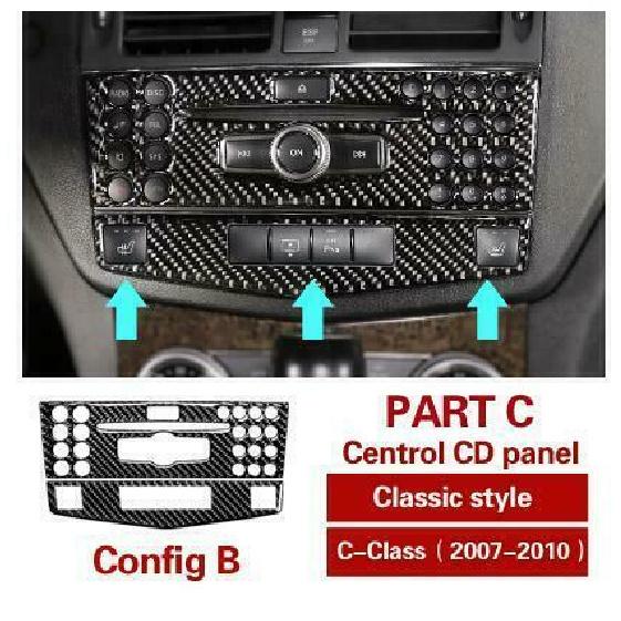 Carbon Fiber Car Central Control panel covers For Mercedes Benz C W204 07-10 LB