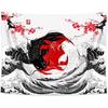 NYMB Japanese Anime Tapestry, Black and White Yin Yang Koi Fish Tapestry for Bedroom Aesthetic, Asian Wave Cherry Blossom Tapestries Poster Beach
