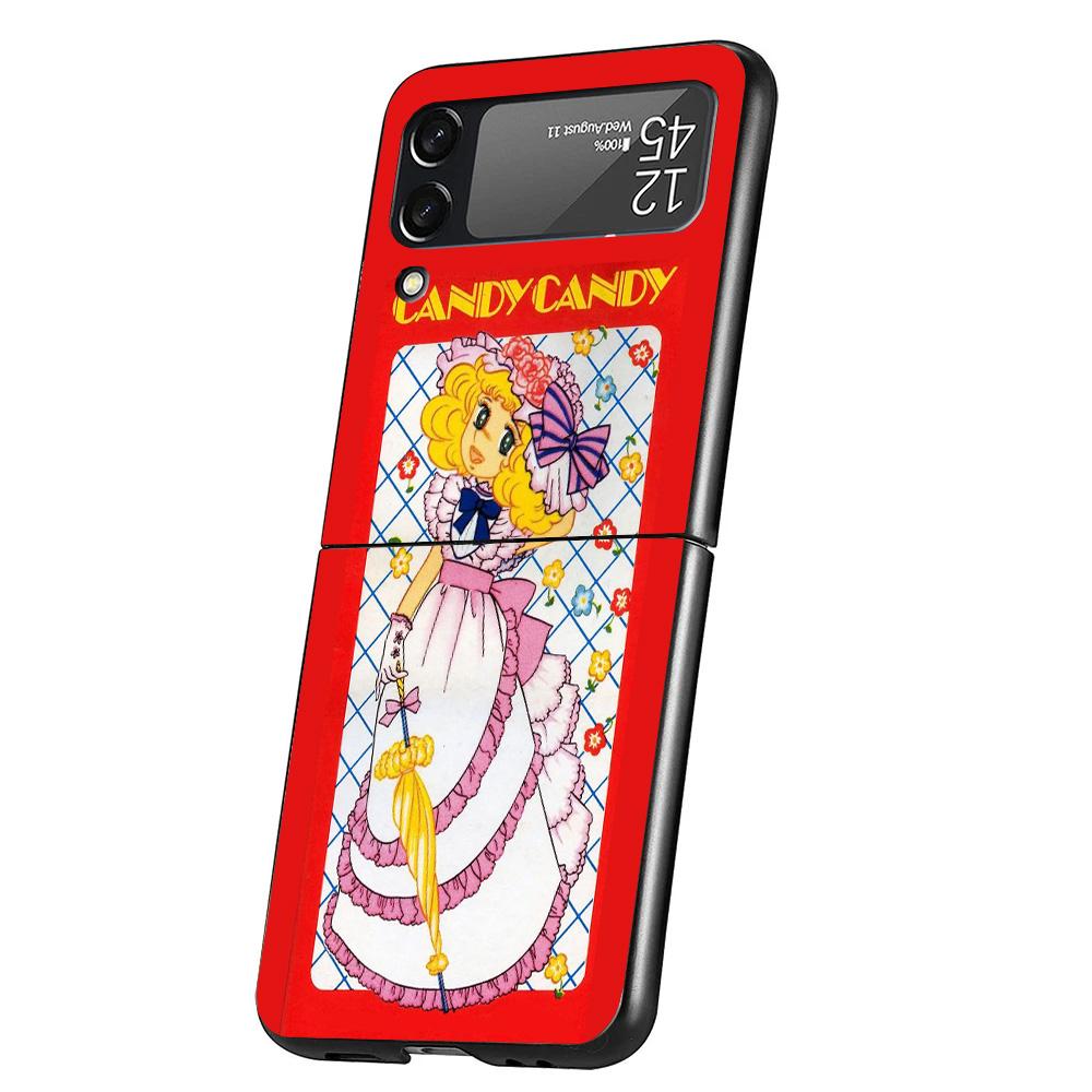 Anime Candy Cover Phone Case For Samsung Galaxy Z Flip 7 6 5 4 3 5G Flip7 Flip6 Flip5 Flip4 Flip3 Black Fundas Shell Galaxy Z Fl