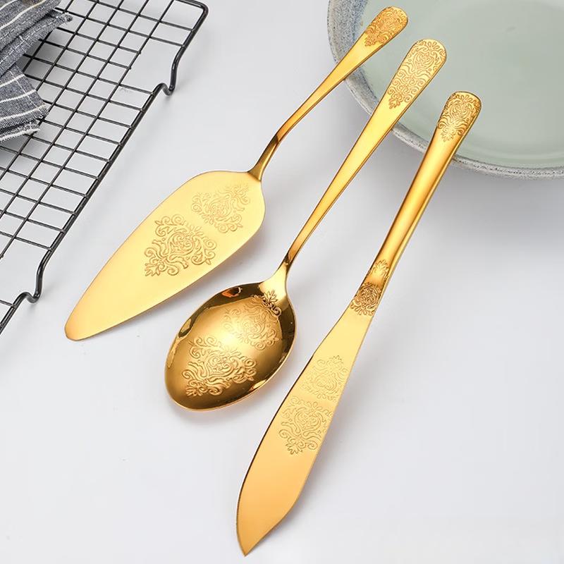 Stainless Steel Floral Cake Serving Set