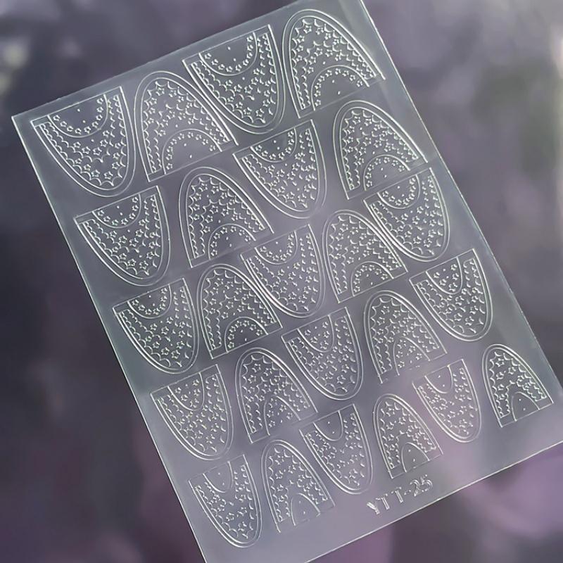 Simple Hollow French Nail Decals Transparent Spray-Painted Heart Butterfly Nail Art Stickers Fashion Manicure Decor
