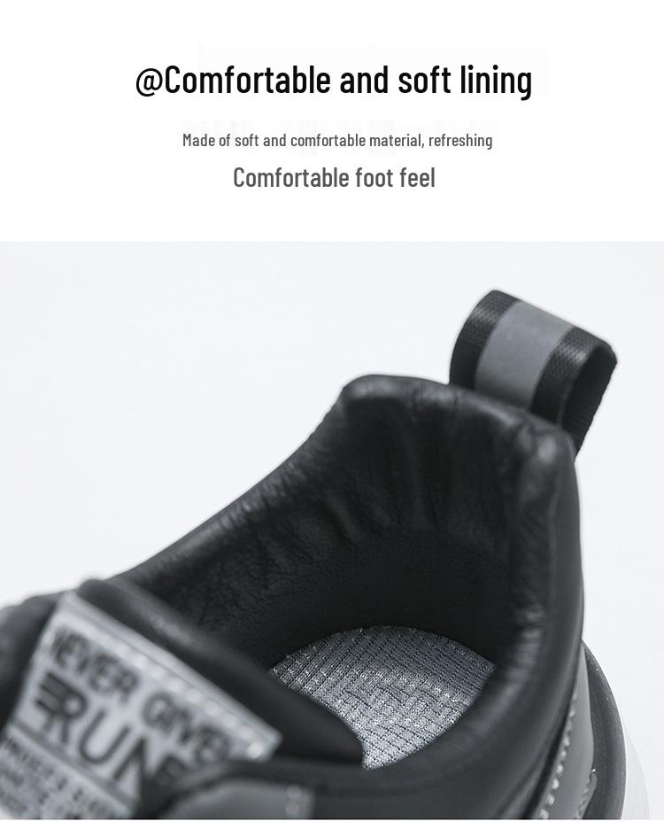 Men's Breathable Leather Sneakers - Korean Style, Height-Boosting, Trendy Dad Shoes