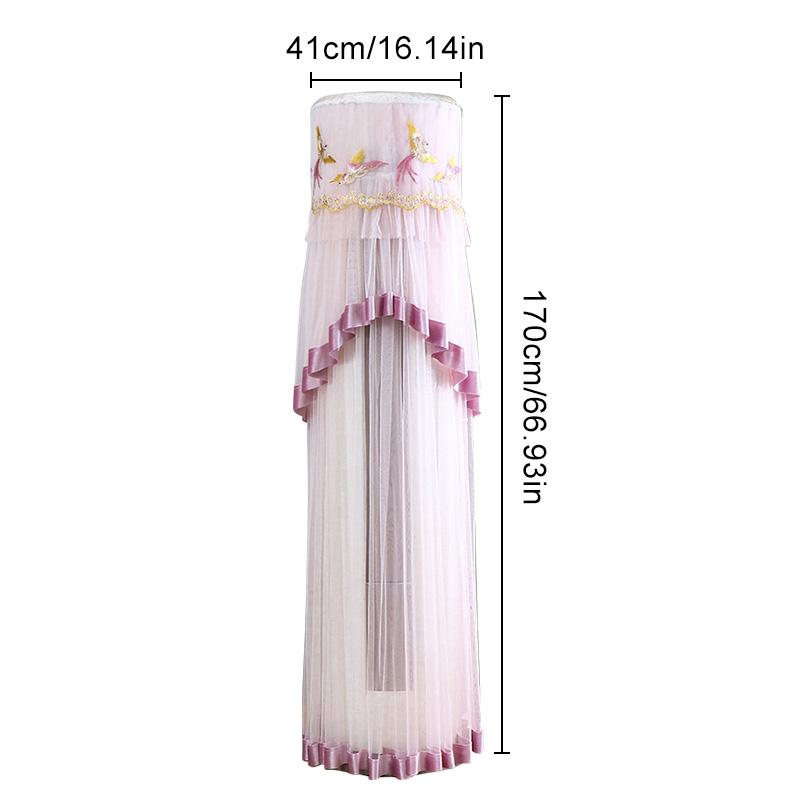 1PC Protection Cover Round Air Conditioner Cover Tulle Dust Covers Embroidery Polyester Stand Air Conditioner Home Decoration