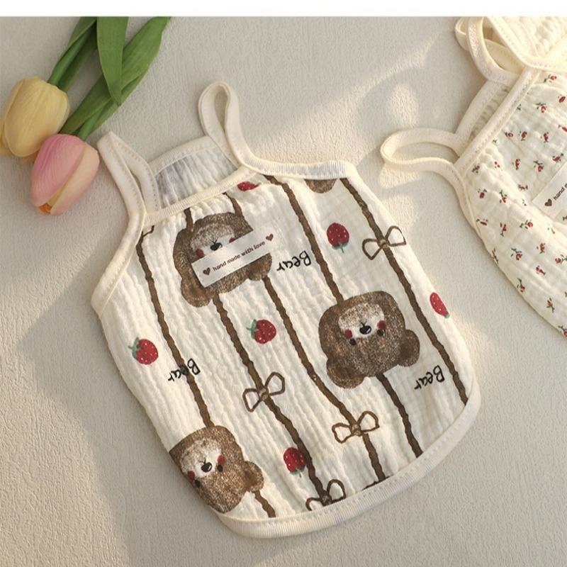 Spring Summer Cotton Bear Vest Dog Clothes Teddy Bichon Schnauzer Home Clothes Sleepwear Outdoor Sun Protection Shirt