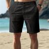 Men's Summer New Linen Beach Breathable Straight Casual Shorts Solid Color Loose Vacation Style Five-point Pants