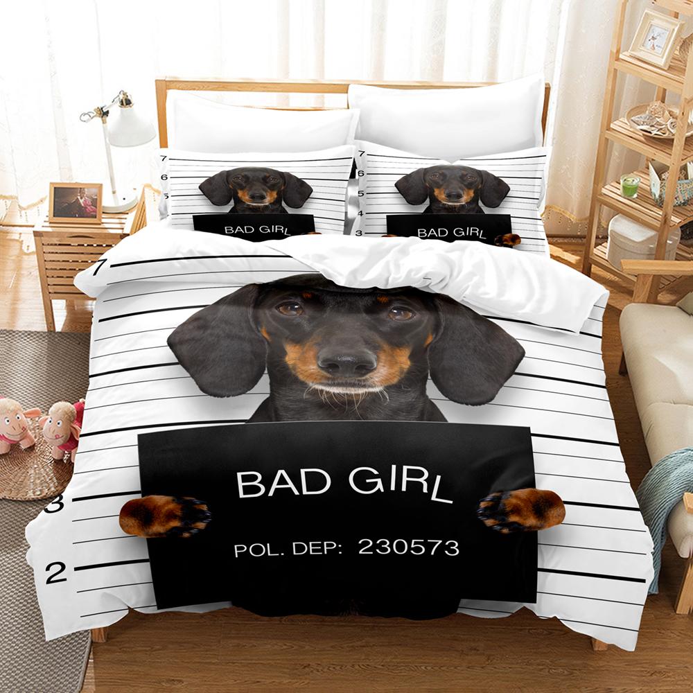 Cute Dog Bedding Set Single Twin Full Queen King Size Pet Dog Bed Set Aldult Kid Bedroom Duvet cover Sets 3D Print 035