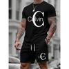 Men's Summer T-shirt Two-piece Fashionable Casual Short-sleeved Versatile Suit