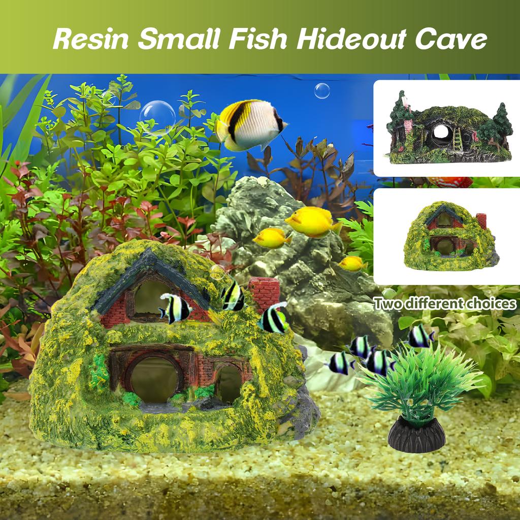 6Pcs Resin Aquarium Decoration Sets Fish Tank Artificial Rockery Landscape Hiding Cave Mountain View Ornament for Cave Pet Fish