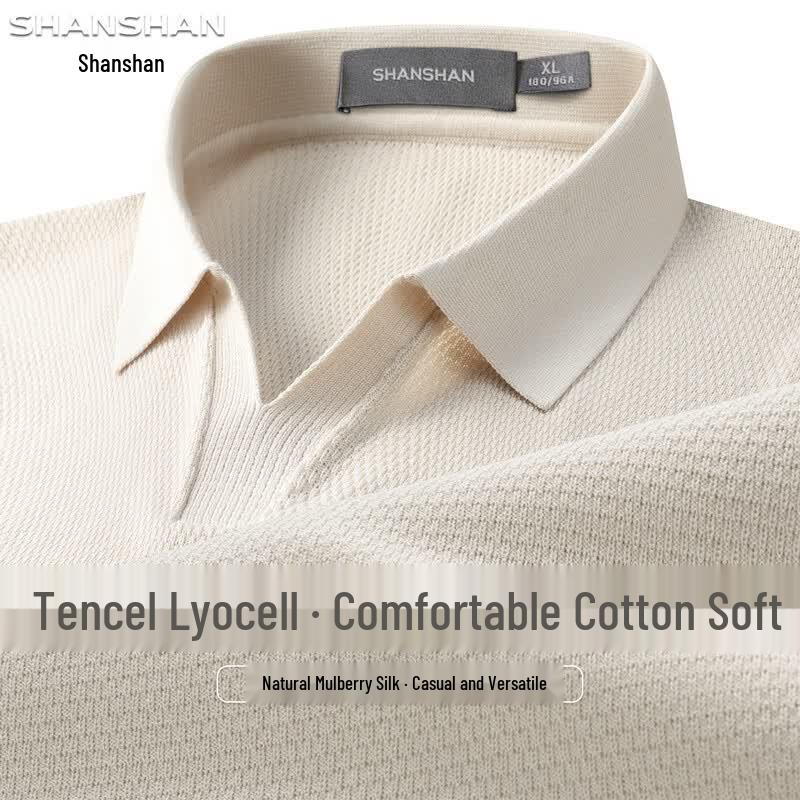 SHANSHAN Men s Silk-Lyocell Blend Polo Shirt 180