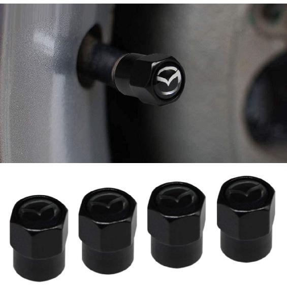 Hisport Hex 016 Black 4pcs Universal Car Tire Valve Stem Caps Air Cover Fit Mazda Accessories