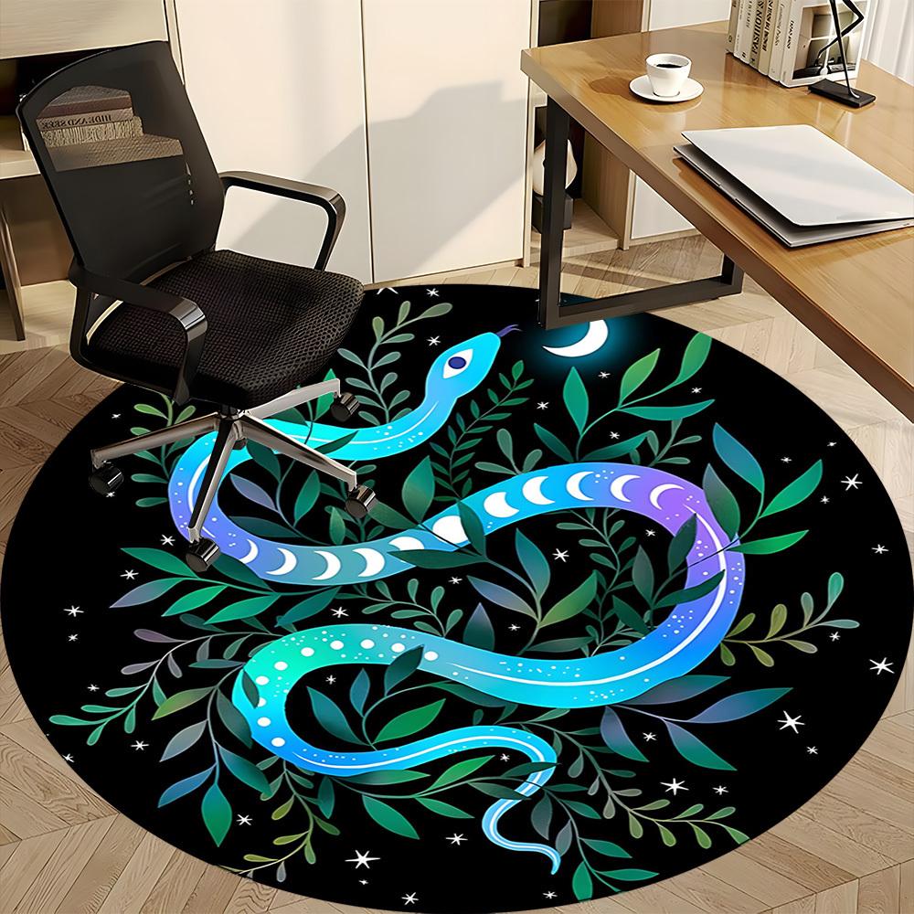 1pc Moon Snake Office Round Area Rug,  Mat Suitable For Office, Under Office Chairs Bedroom Living Room Home Decor, Room Deco