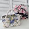 Floral Pattern Storage Basket Women Large Capacity Fabric Sweet Laundry Baskets With Easy Carry Handles Hampers Travel Tote Bag