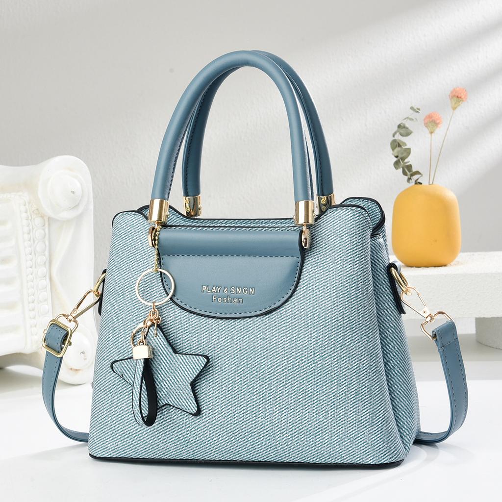 New Fashion Canvas Texture High-value Handbag Multi-layer Large Capacity Fashionable Shoulder Bag Versatile Women's Bag