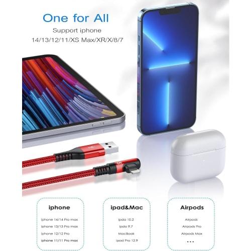 IPhone Ladekabel L-Form [3M/2er-Set] MFi-zertifiziert 2,4A Schnellladung iPhone Ladekabel Ultra langlebig iPhone14/Plus/pro/Pro Max 13 12 11 Pro